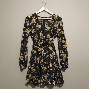 Floral Print Belted Wrap Dress